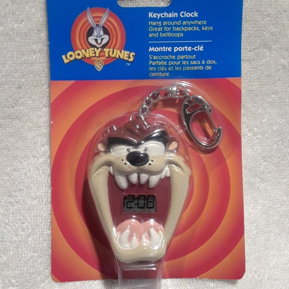 Vintage Looney tunes taz keychain clock